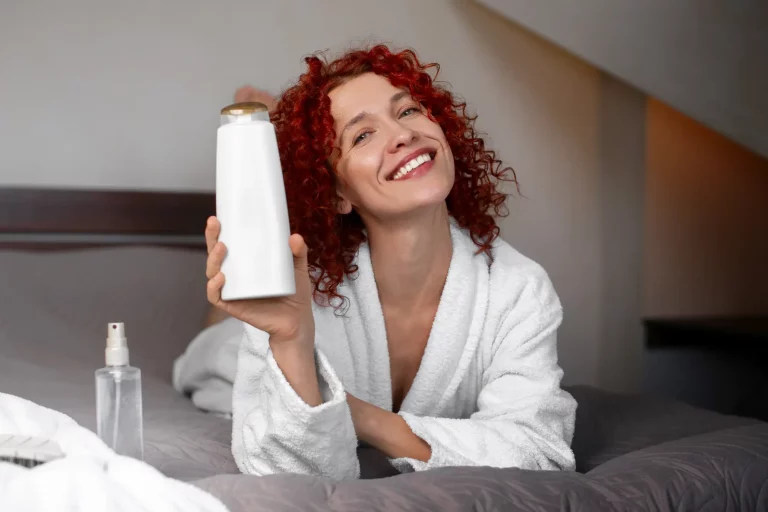 Full shot young woman with curly hair
